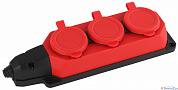 Колодка каучуковая, с/з, 3гн, 230В, 16A,  IP44, красная K-3e-RED ЭРА