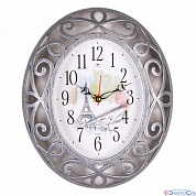 Часы настенные овал 31х26 см, корпус серый с серебром"Париж" "Рубин"