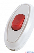 Переключатель-бра 6А 250В белый c красной кнопкой TDM
