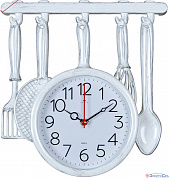 Часы настенные столовые приборы 35х32,5см, корпус белый с серебром "Классика" "Рубин"