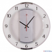 Часы настенные круг со вставками d=34 см, корпус прозрачный "Классика" "Рубин"