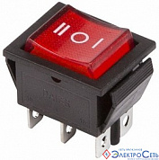 Выключатель клавишный ON-OFF красный с подсвет. и нейтралью 15А (6c) REXANT