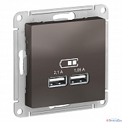 Розетка механизм 1п USB 2 гнезда мокко Atlas Design ATN000633 