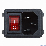 Выключатель клавишный ON-OFF красный с подсвет. и штекером 10А С14(4c) 3PIN REXANT