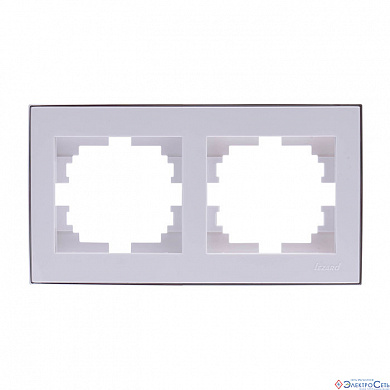 Рамка 2п горизонтальная без вставки белая с боковой хром вставкой RAIN