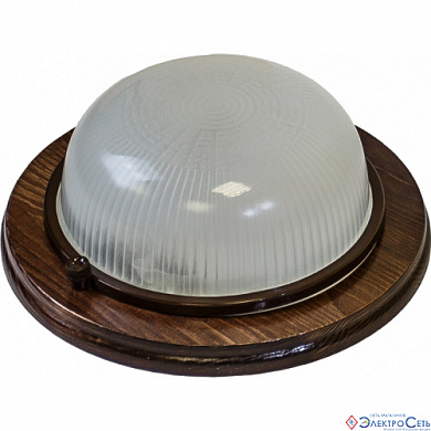 Светильник круг настенно-потолочный без решетки НБО 03-60-021 орех IP54  ЭРА