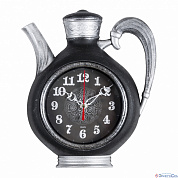 Часы настенные чайник 26,5х24см, корпус черный с серебром "Узор" "Рубин"