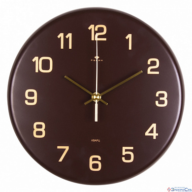 Часы настенные из металла, d=27 см, коричневый "Классика"