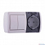 Блок комбинированный белый горизонтальный с крышкой, выключатель 2кл + розетка с/з IP20 NATA