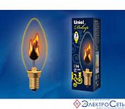 Лампа  E14  накаливания  свеча   3W  230V  ДЛ-IL-N-C35-3/RED-FLAME/E14/CL UNIEL