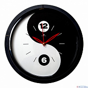 Часы настенные круг d=30см, корпус черный "Инь-Янь" "Рубин"