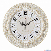 Часы настенные круг с узором d=39,5см, корпус белый с золотом "Классика" "Рубин"